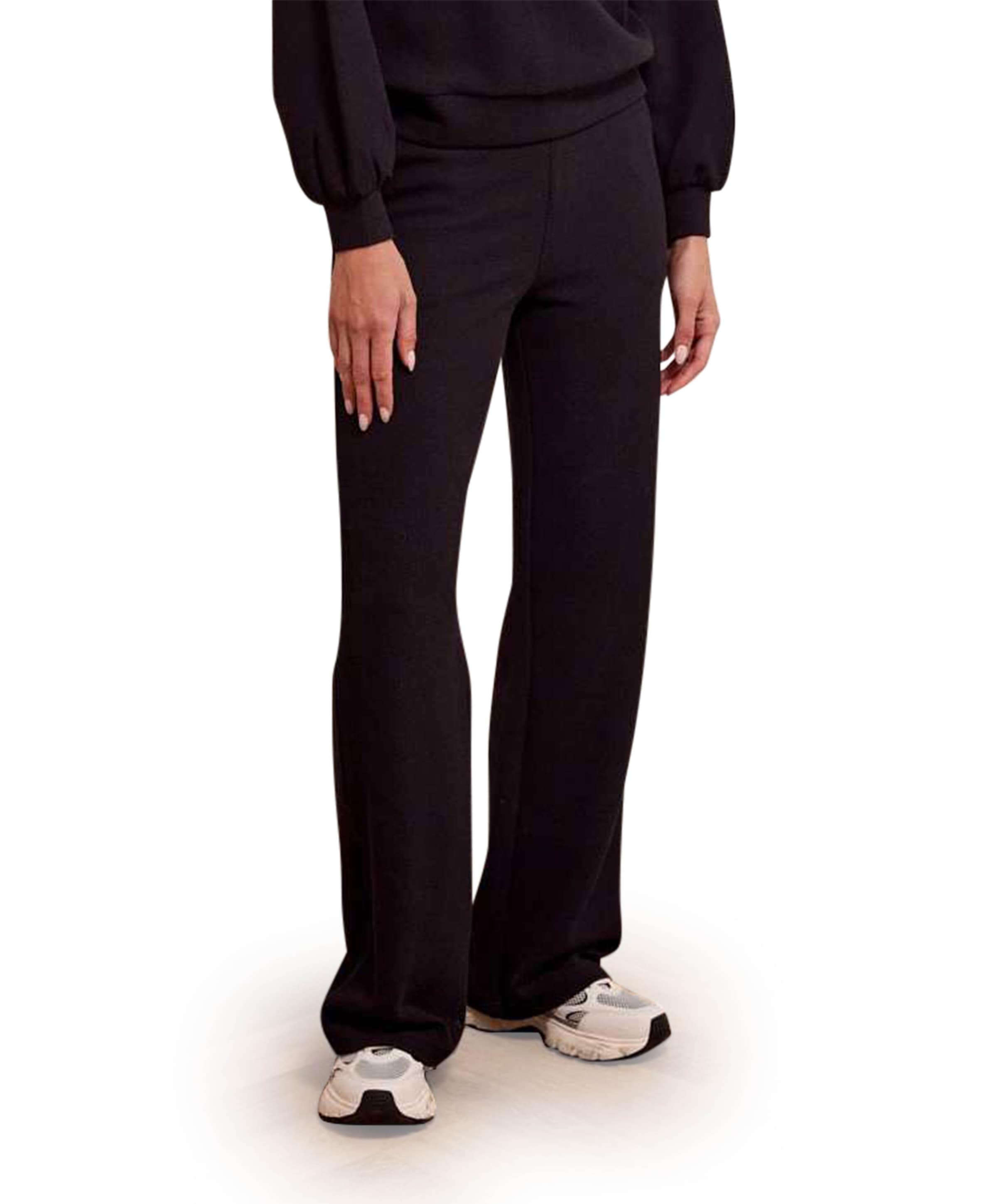 Structured Wide-Leg broek zwart