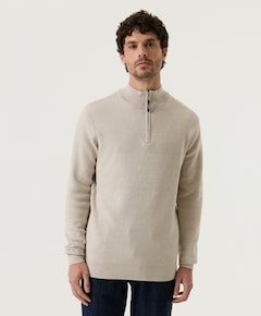 Heren trui met rits beige
