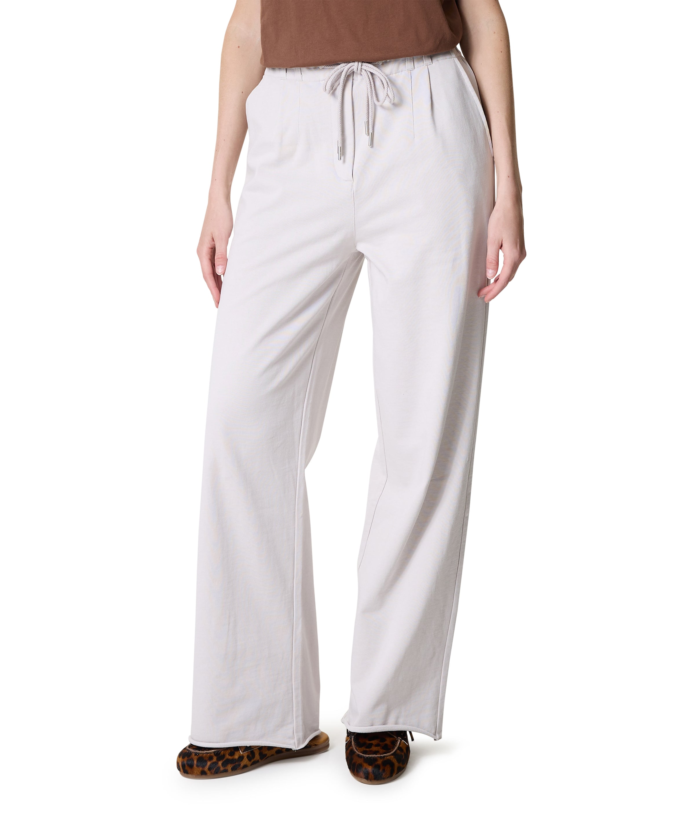 Jersey met strikkoord dames broek grijs