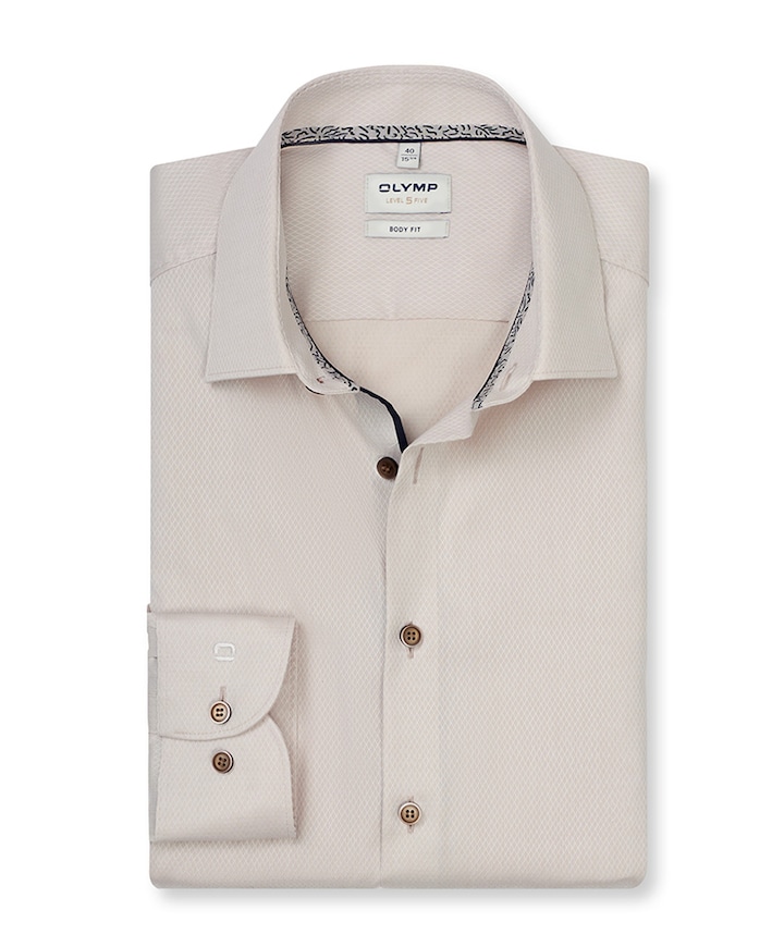 Heren overhemd lange mouw beige