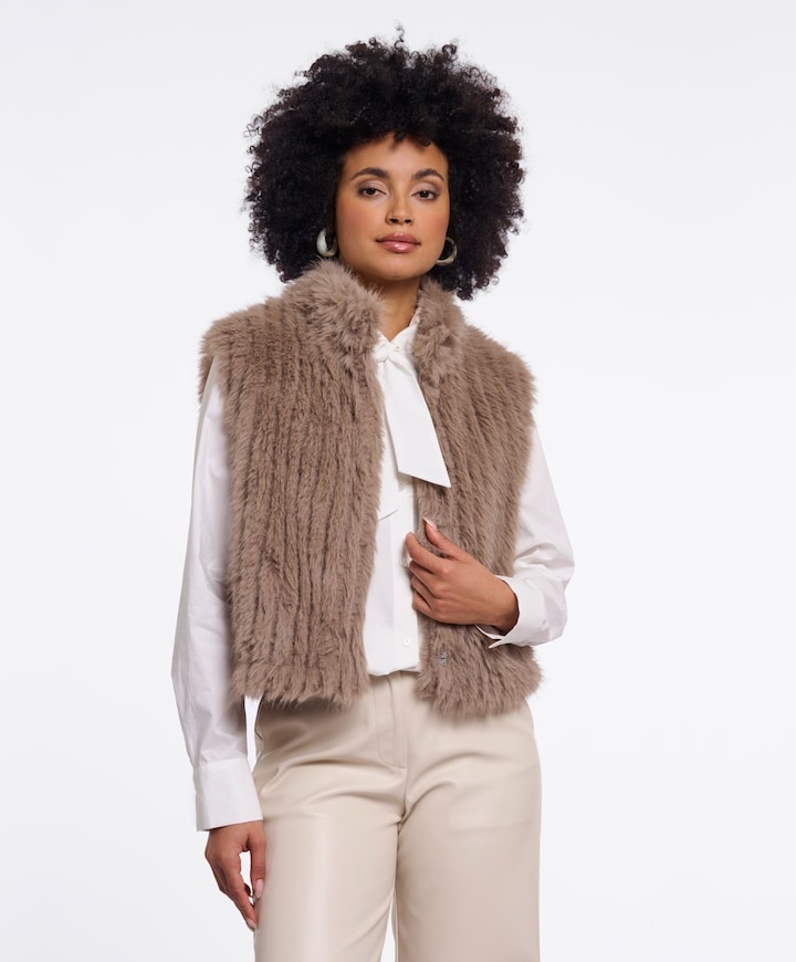 Dames gilet beige