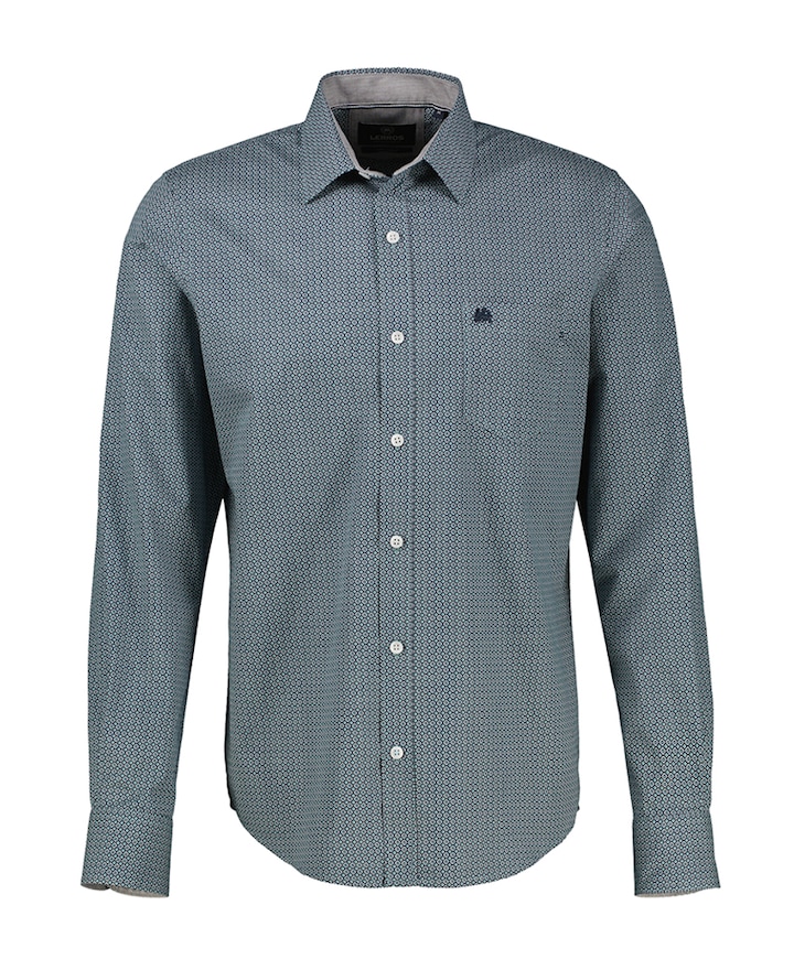 Heren overhemd lange mouw blauw