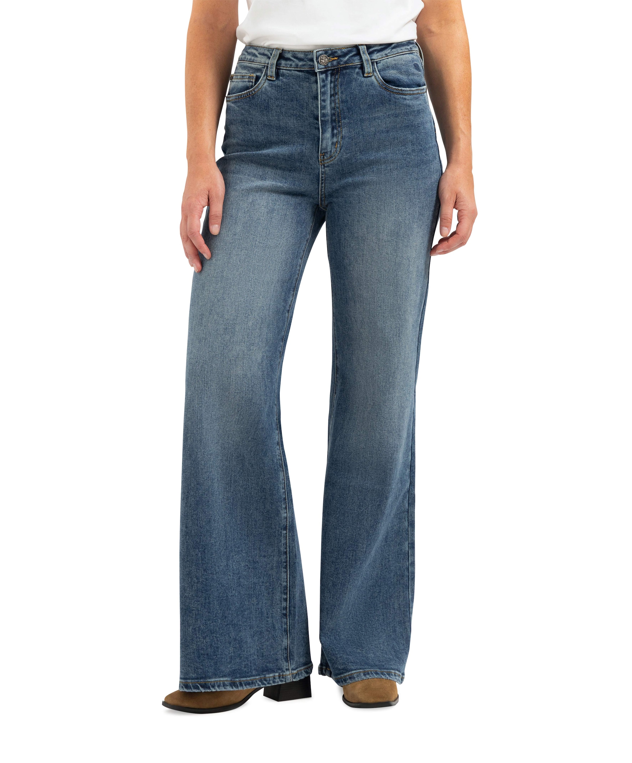 Ana Flared Without Line dames jeans blauw