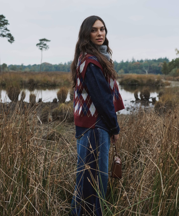 Industrious1 patchwork jeans blauw