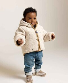 Jongens omkeerbare jas beige