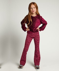Little jacquard flare meisjes broek paars