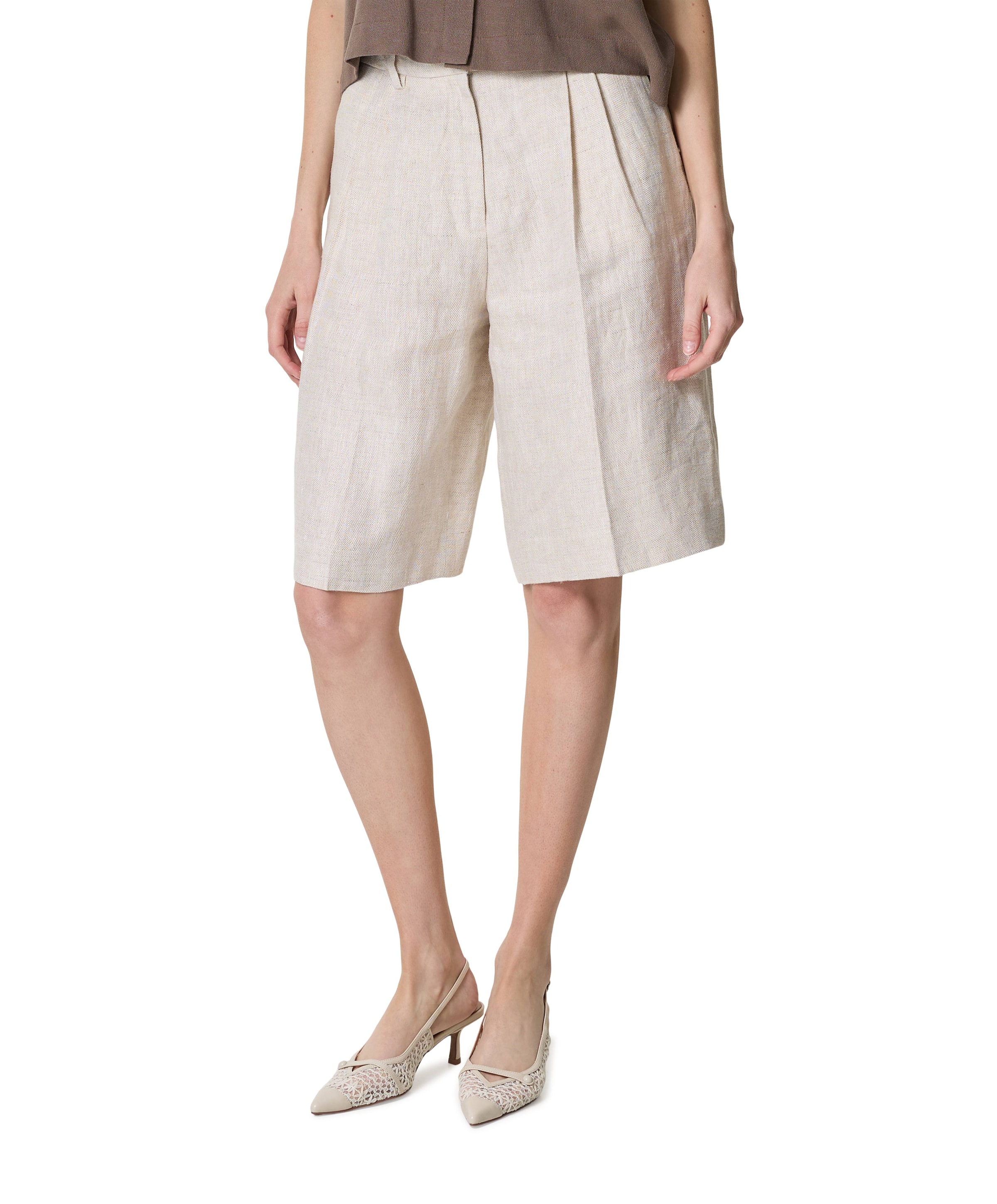 SLFIDA HW LINEN dames bermuda ecru