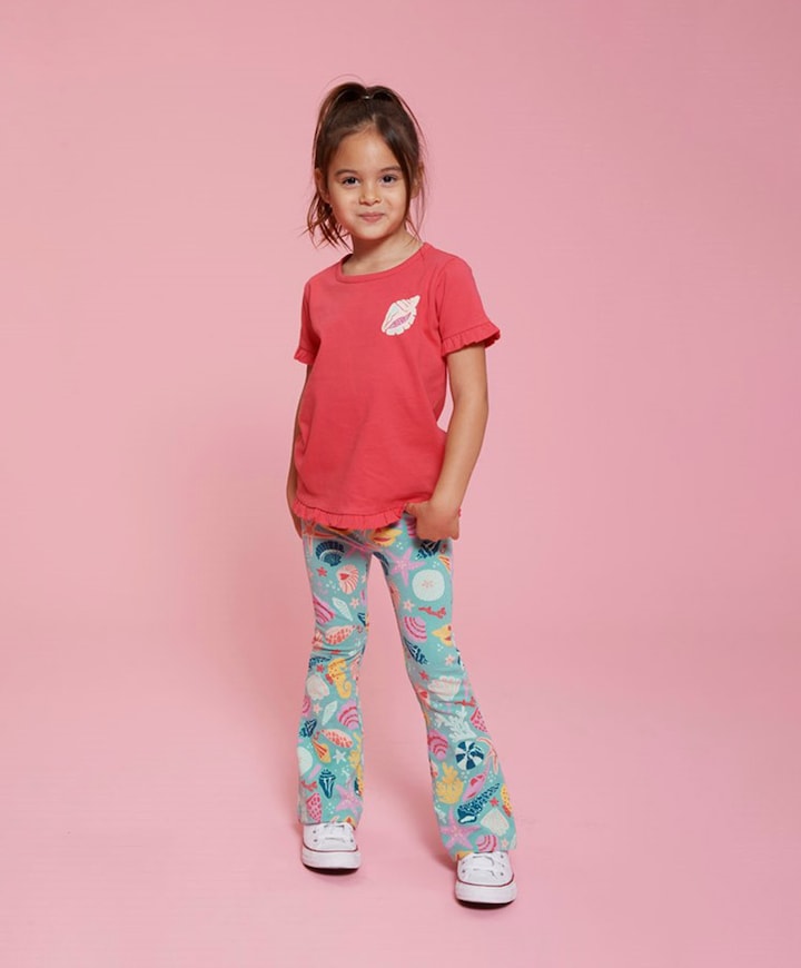 Flared broek AOP meisjes broek groen