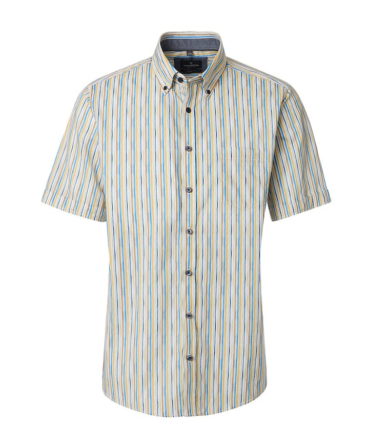 Heren overhemd korte mouw geel