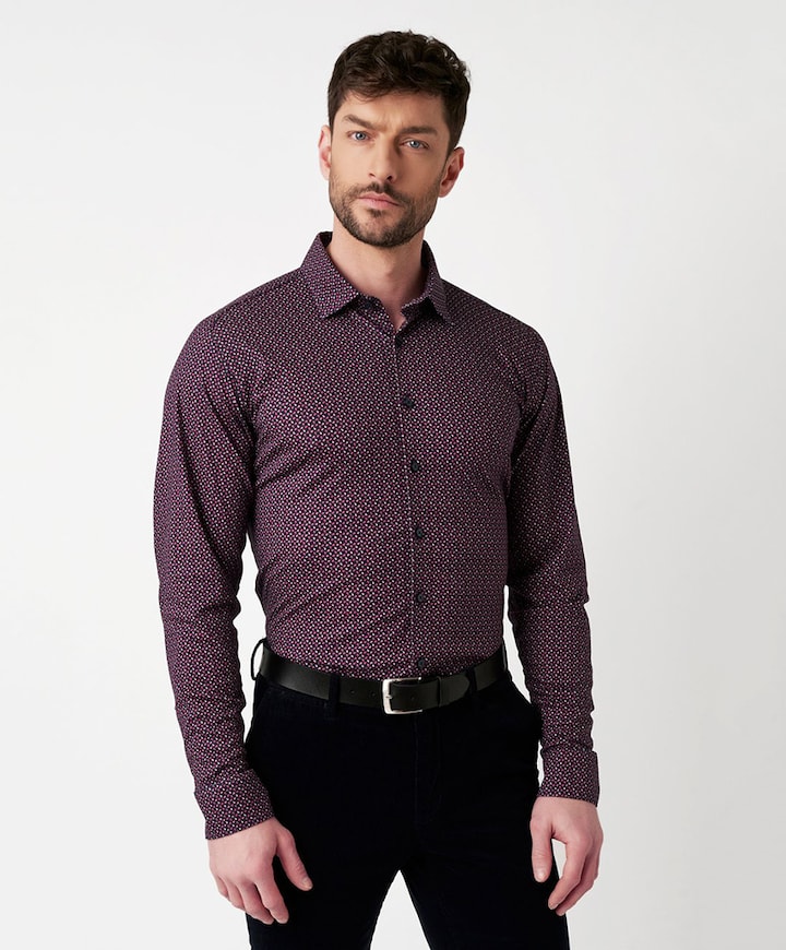 Overhemd lange mouw bordeaux