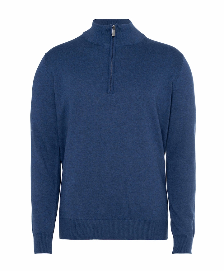 Heren trui met rits blauw