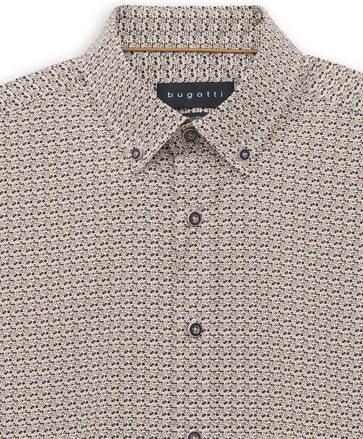 Heren overhemd lange mouw beige