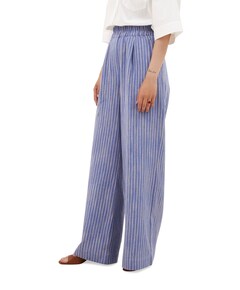 benji melange stripe dames broek blauw