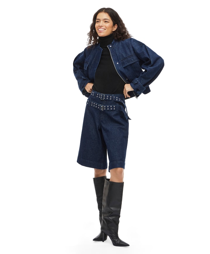 VIADONA HW BELTED jorts blauw