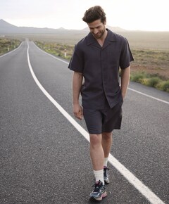 Heren overhemd korte mouw grijs