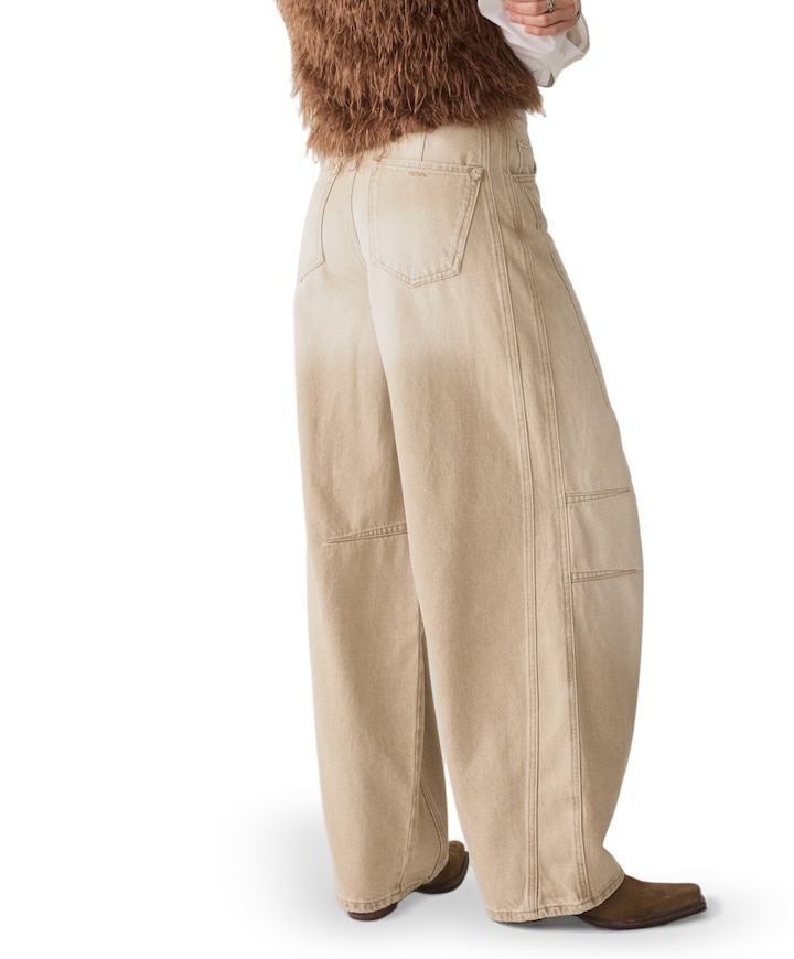 Barrel fit Retro cotton dames broek beige