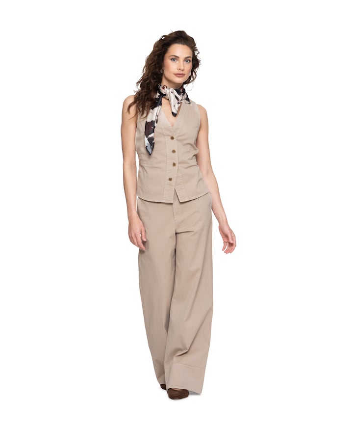 Wide dames broek beige