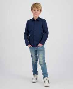 Jongens overhemd lange mouw blauw