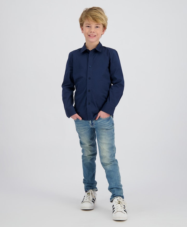 Jongens overhemd lange mouw blauw