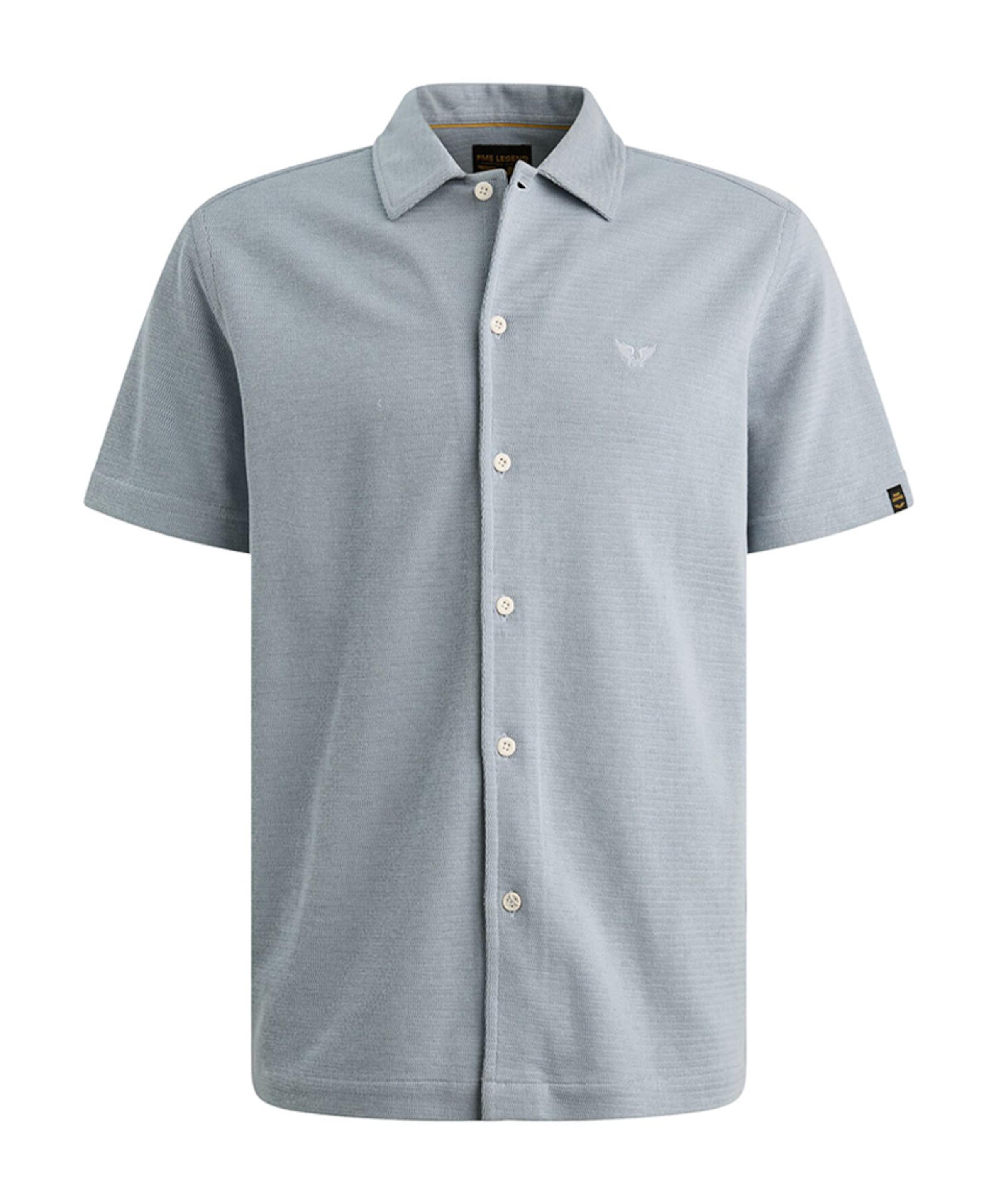 Heren overhemd korte mouw blauw
