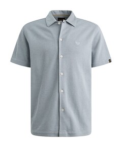 Heren overhemd korte mouw blauw