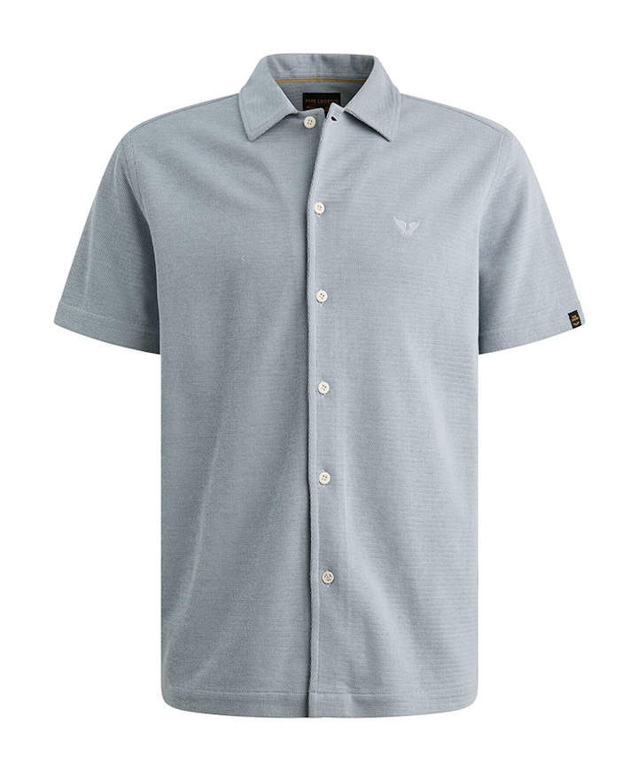 Heren overhemd korte mouw blauw