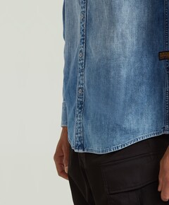 Heren overhemd lange mouw blauw