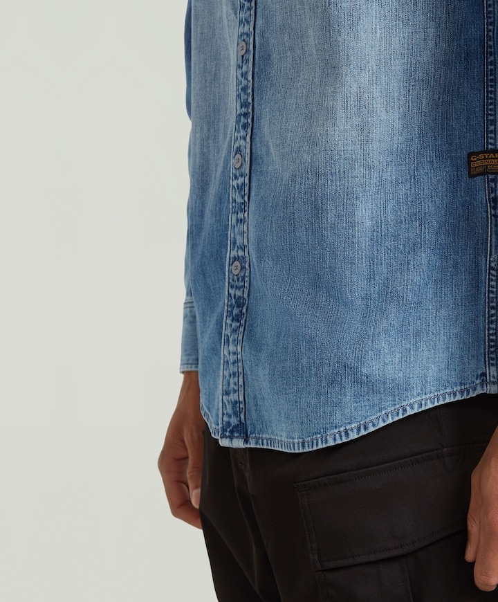 Heren overhemd lange mouw blauw