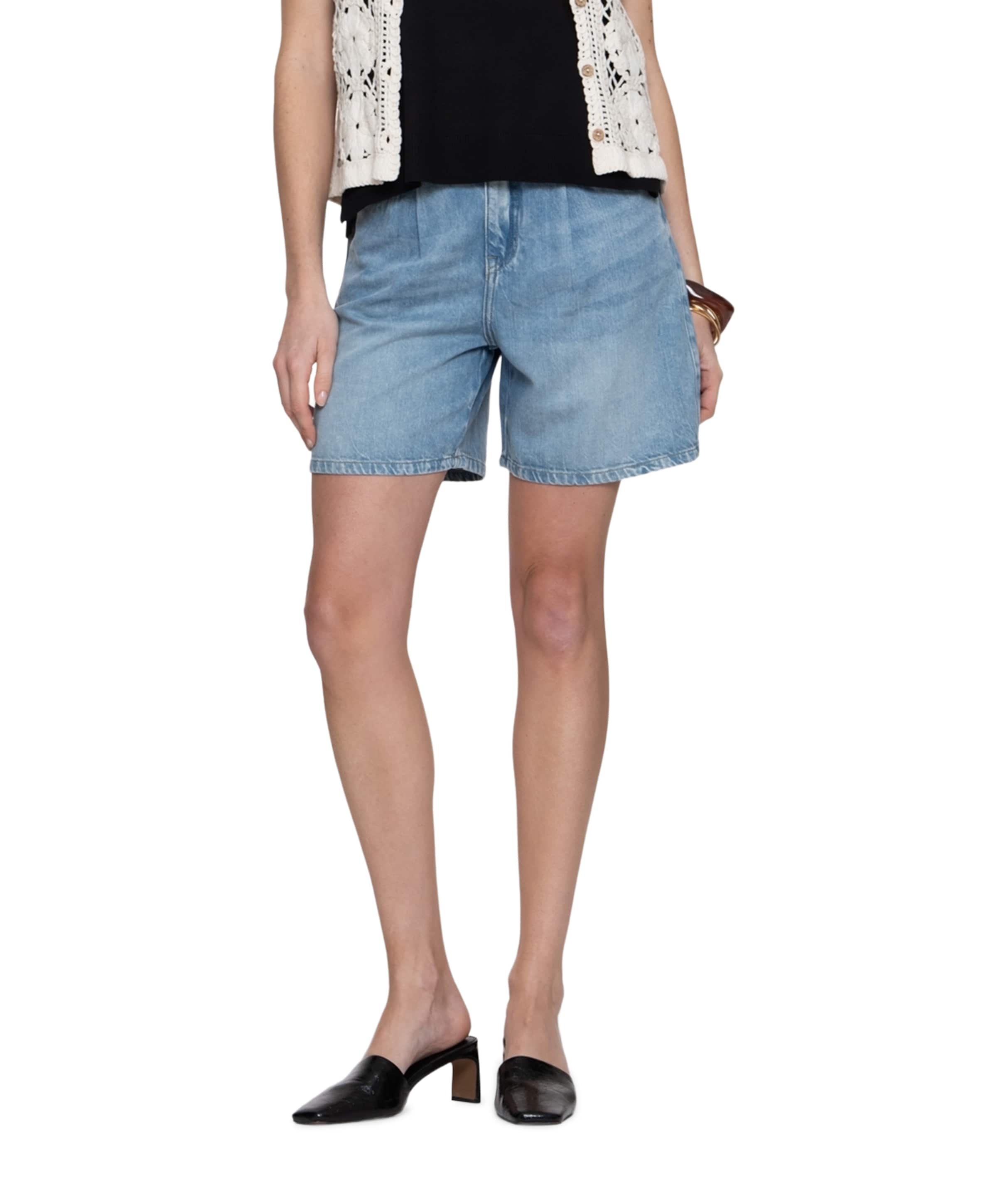 Soft wash dames korte broek blauw