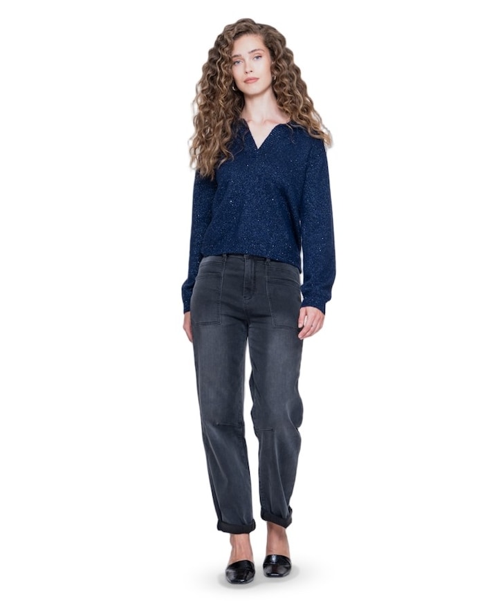 Baggy big pockets dames jeans grijs