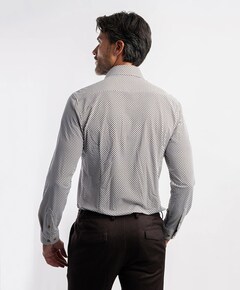 Heren overhemd lange mouw bruin