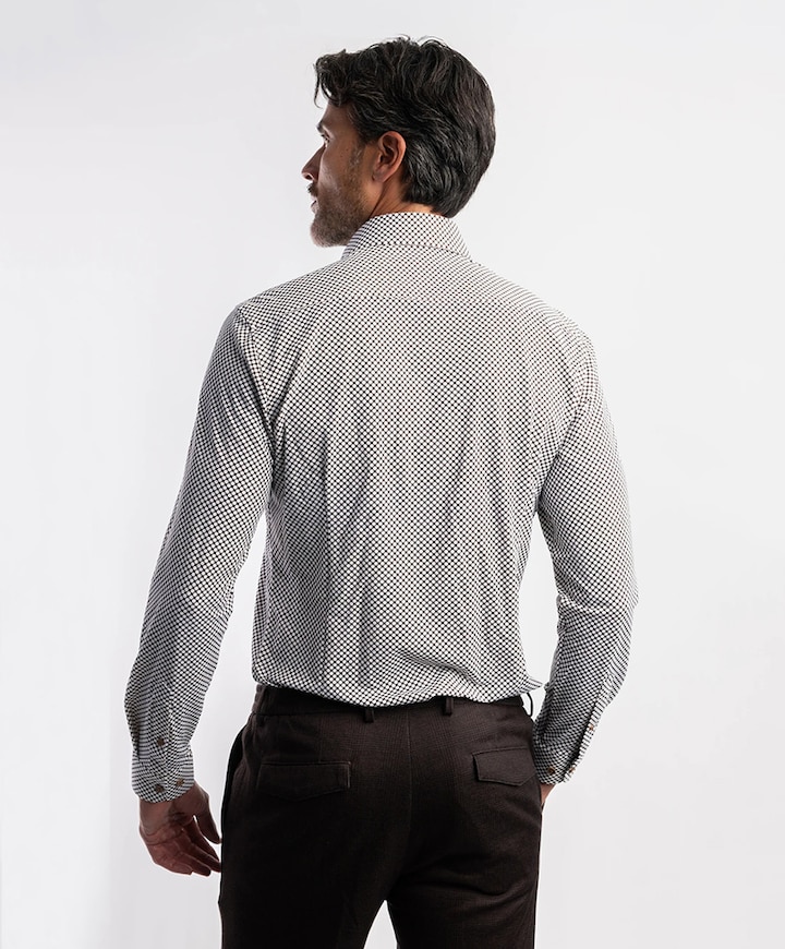 Heren overhemd lange mouw bruin