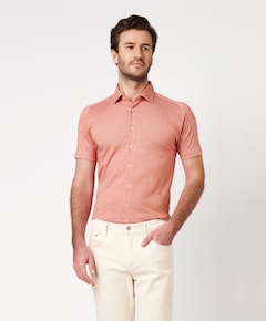 Heren overhemd korte mouw rood