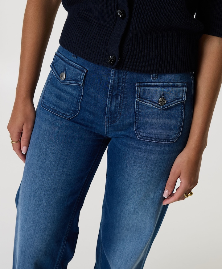 Aimee patched pocket jeans blauw