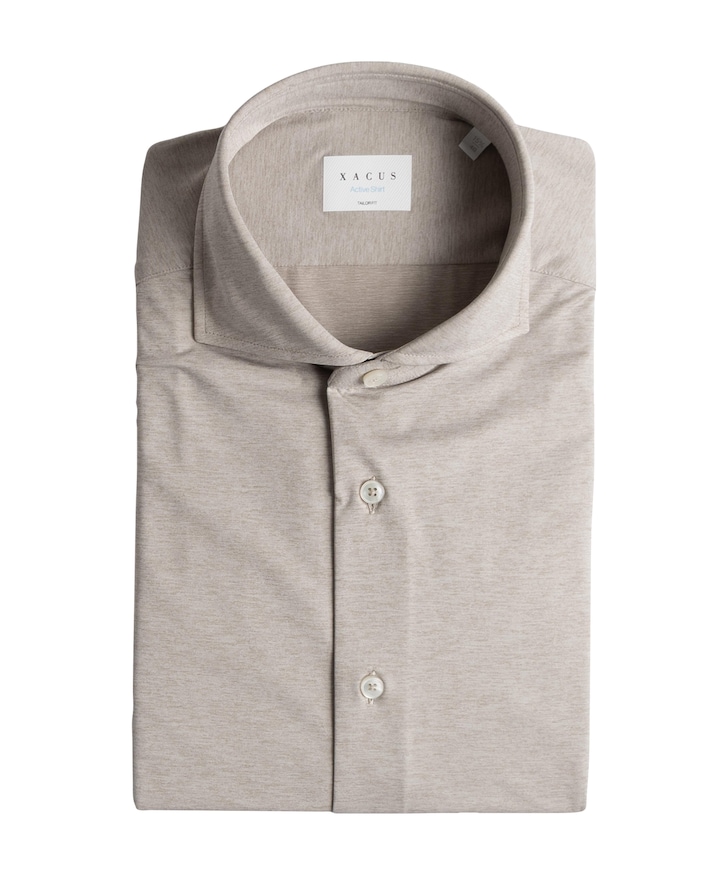 Heren overhemd lange mouw beige