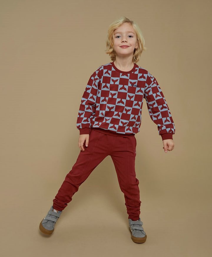 Waves and whales broek bordeaux