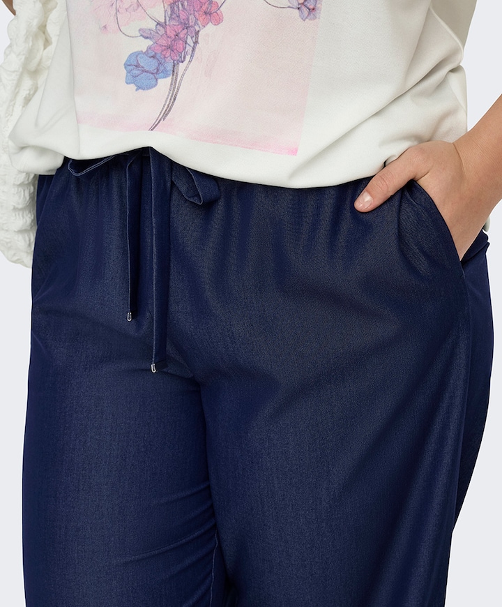 CARIRIA MW LINEN BL WIDE TLR dames broek blauw