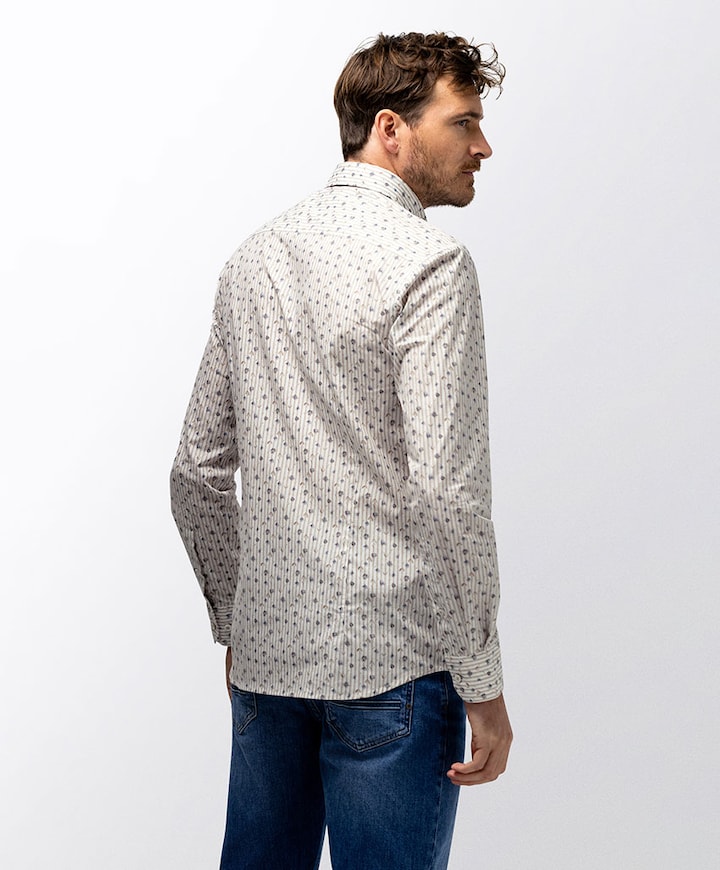 Heren overhemd lange mouw beige