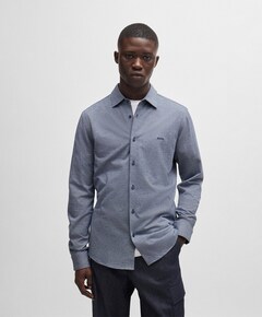 Heren overhemd lange mouw blauw