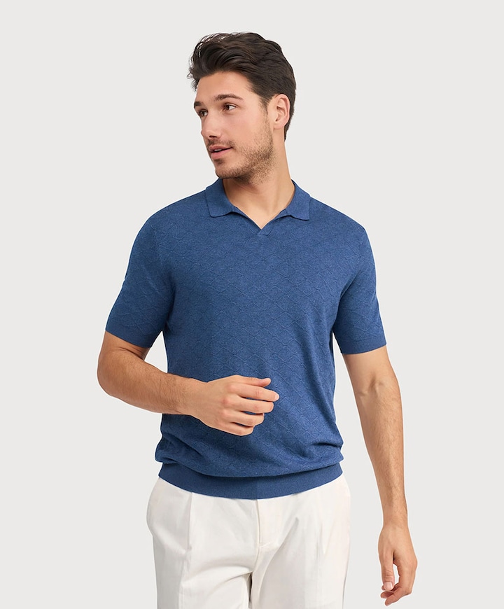 Heren polo blauw