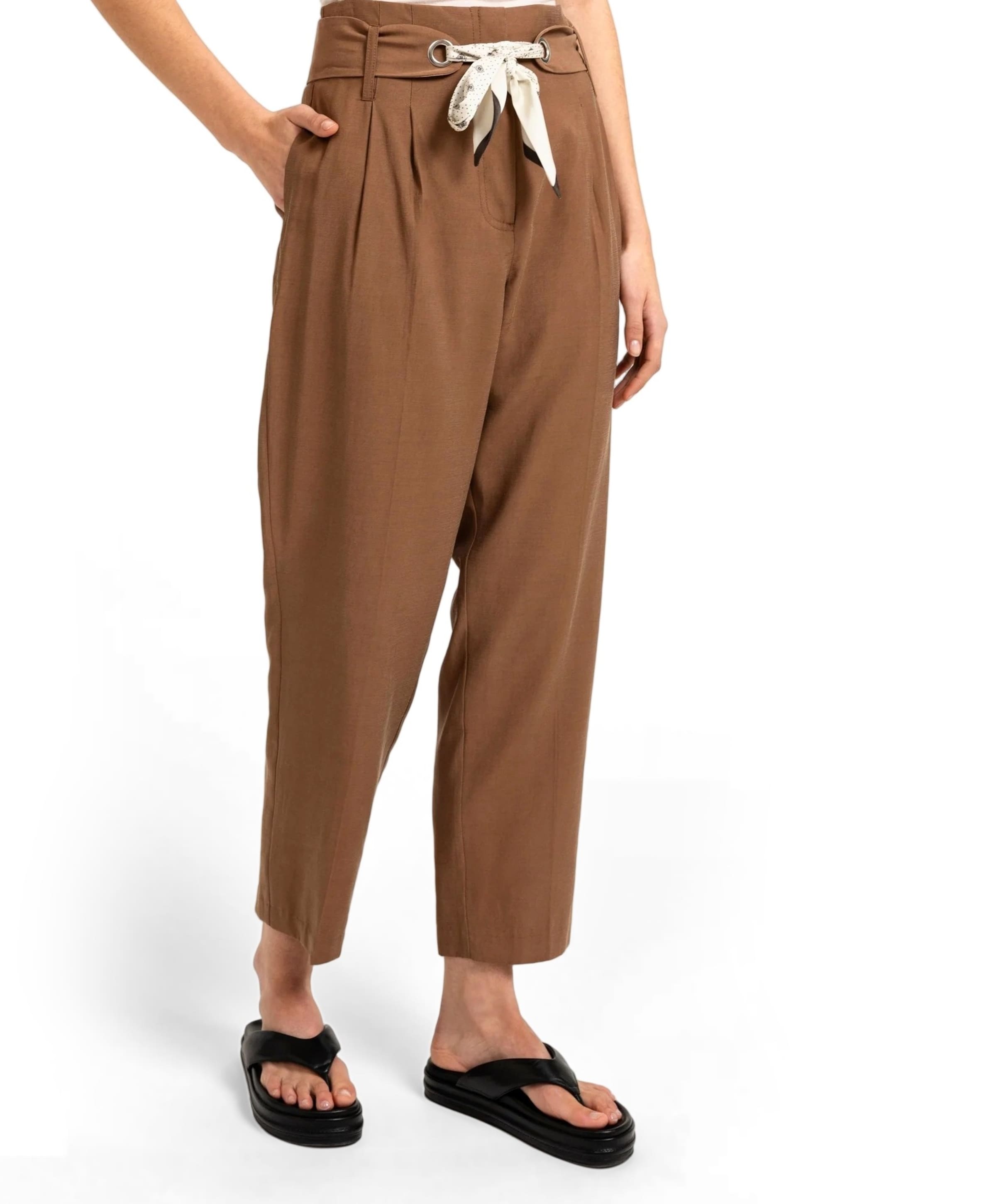 High-waist met sj dames broek bruin