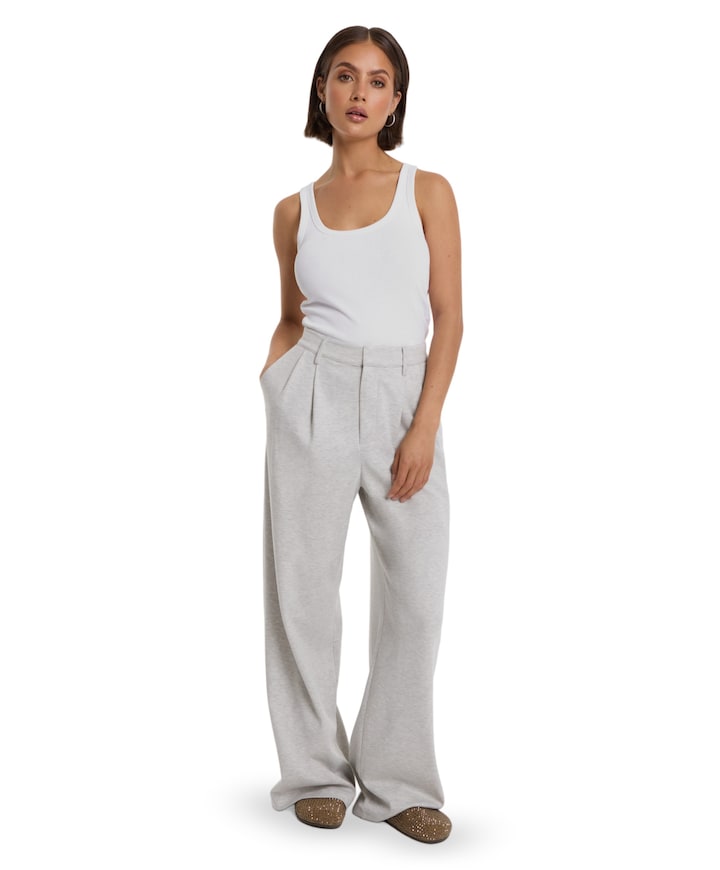 PLEATED dames broek grijs