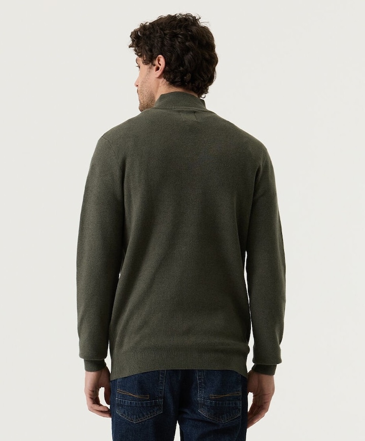 Heren trui met rits groen