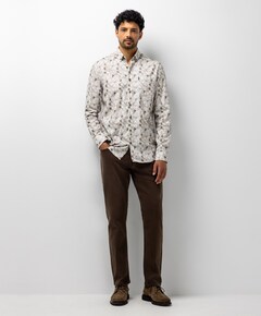Heren overhemd lange mouw beige