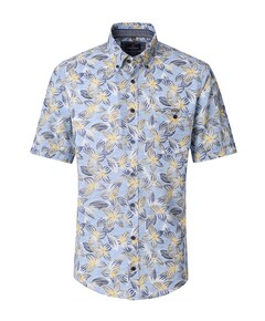 Heren overhemd korte mouw blauw