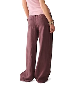 Wideleg Light linen dames broek bruin