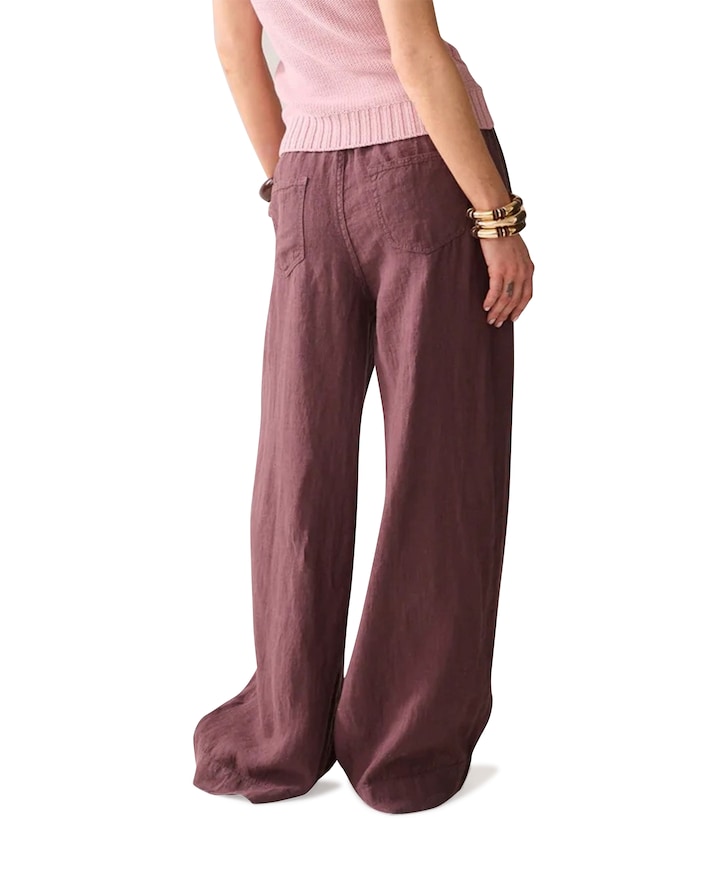 Wideleg Light linen dames broek bruin