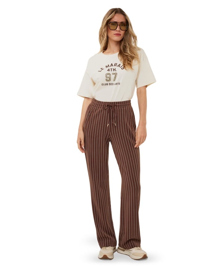 Modal striped dames broek bruin