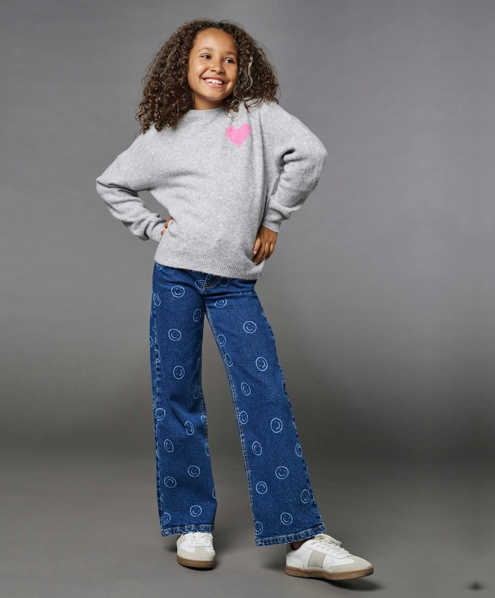 KOGJUICY REG WIDE SMILEY DNM CRO557 meisjes jeans blauw