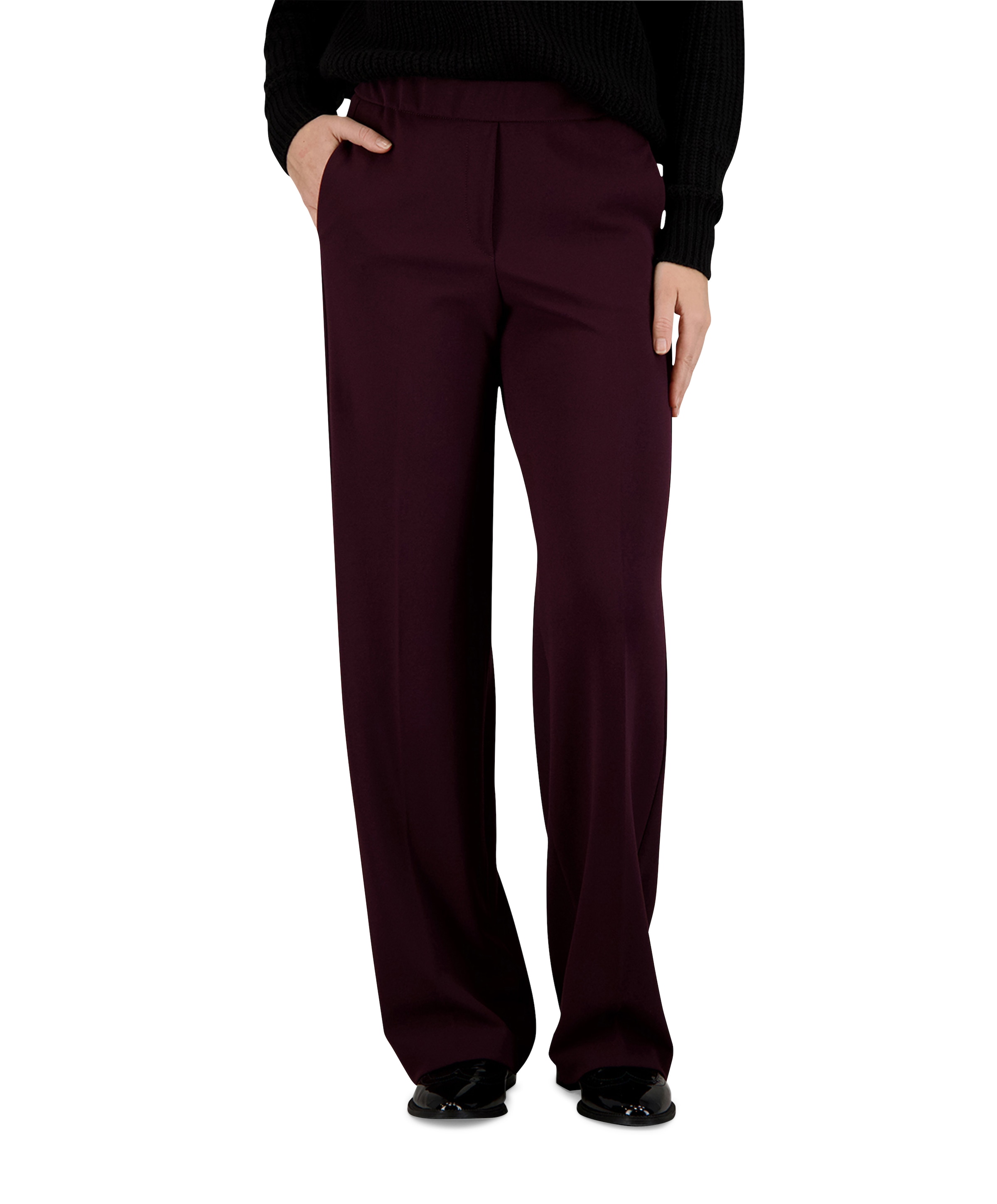Wide leg Feminine broek bordeaux